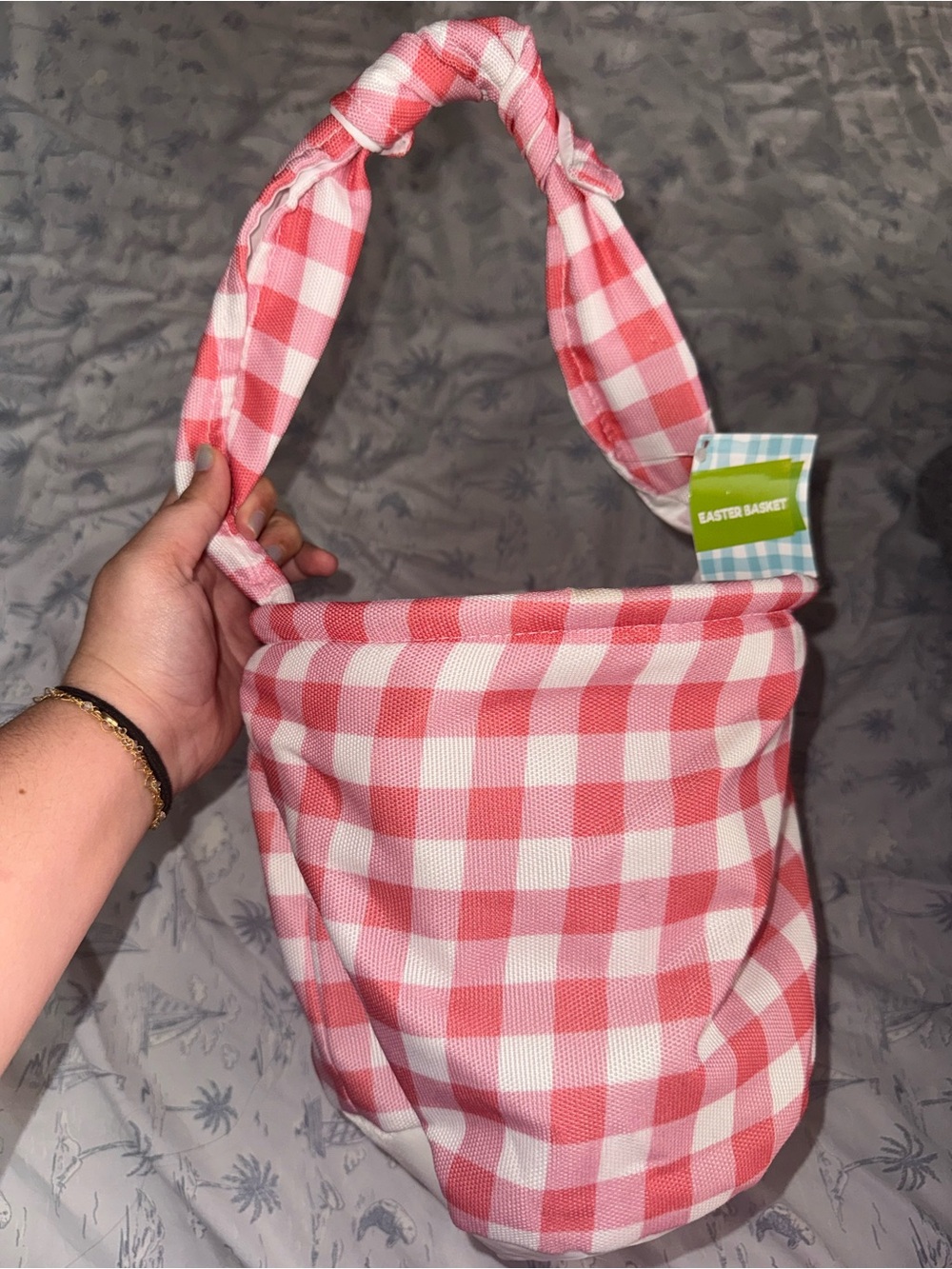 Pink and White Gingham Easter Basket